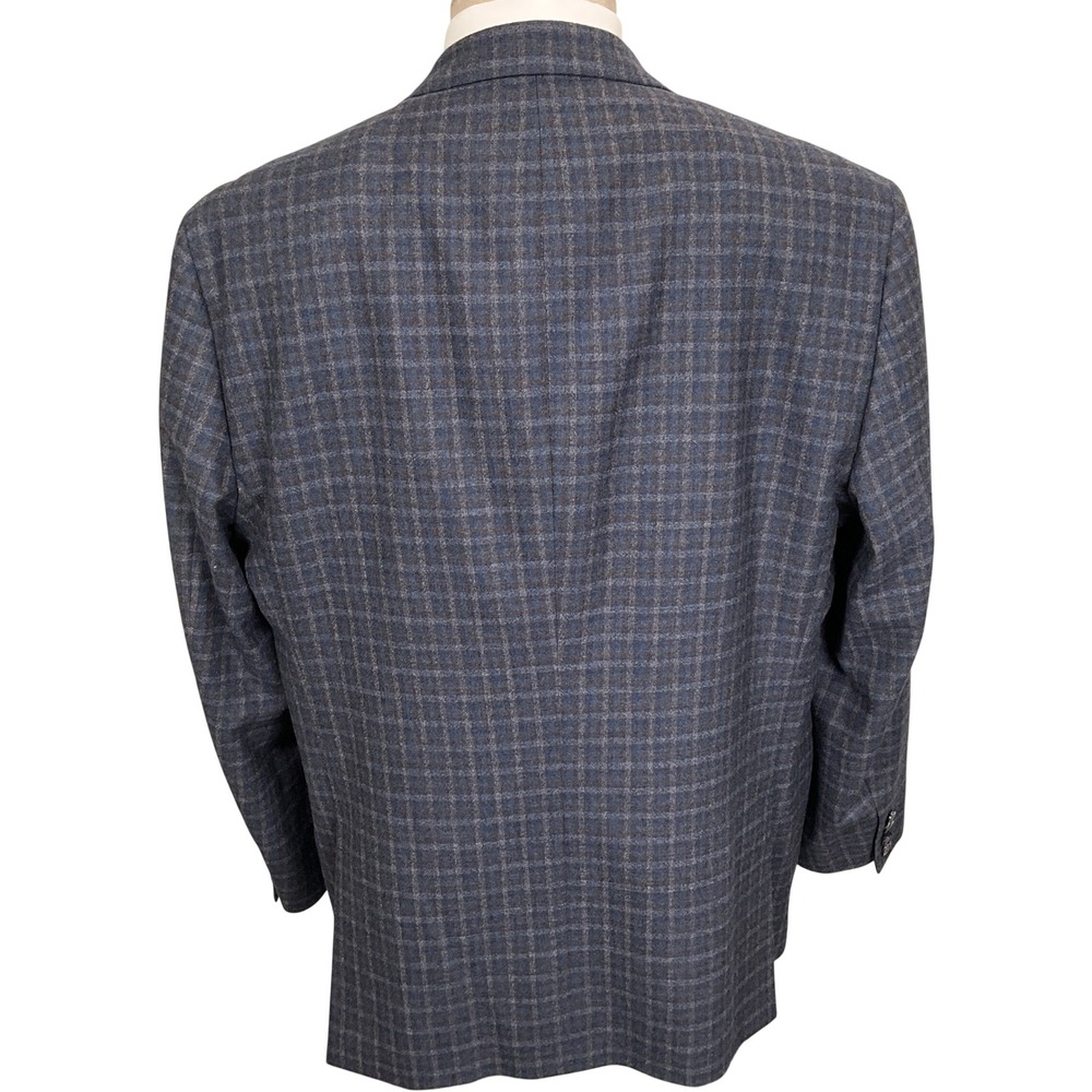 Coppley Blazer Mens 48R Blue Brown Plaid Bespoke Gibson Reda Super 130s Wool - Picture 4 of 12